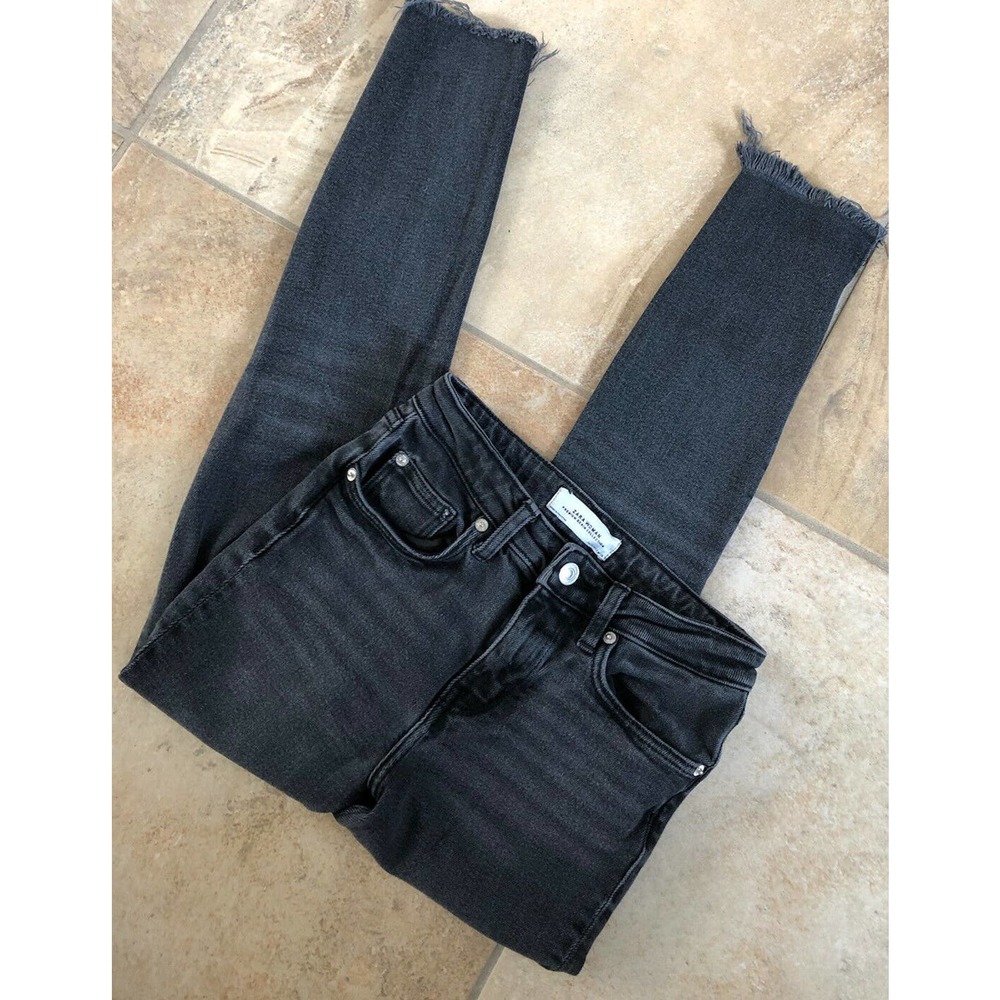 Zara High Rise Frayed Hem Skinny Jeans
